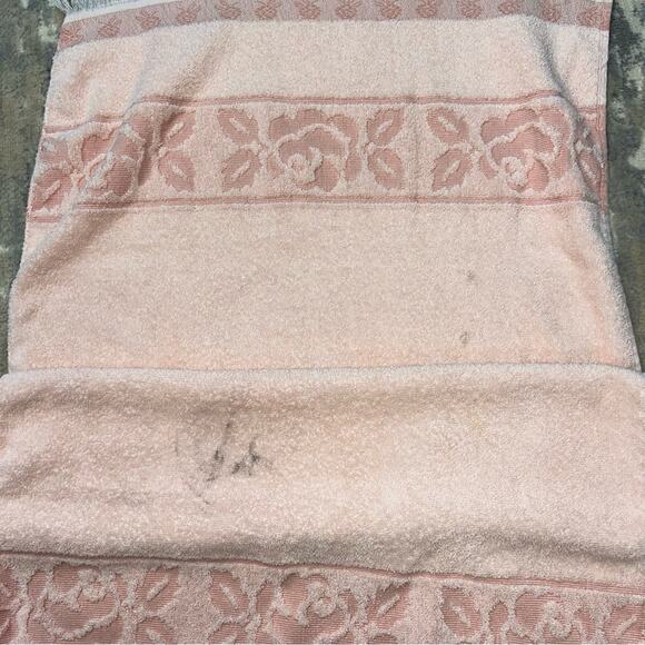 Vintage Cannon Fringe Bathroom Bath & 2 Hand Towels Set of 3 - Picture 5 of 9